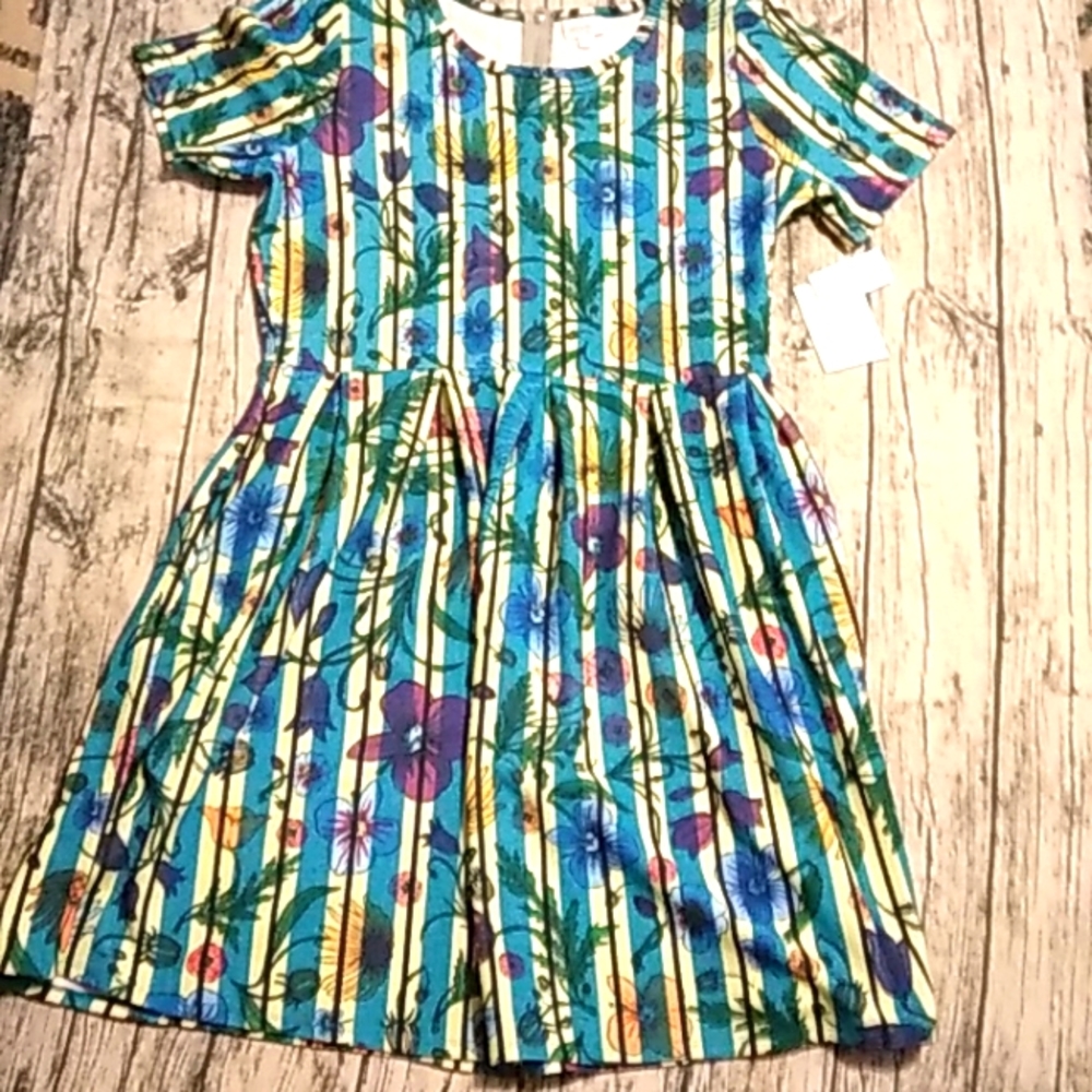 NWT Lularoe Amelia dress stripes and flowers size 3xl
